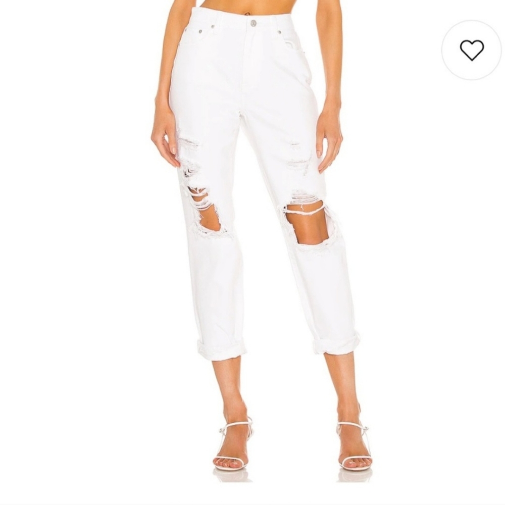 PISTOLA Pressly White High Rise Relaxed Roller Jeans Size 25